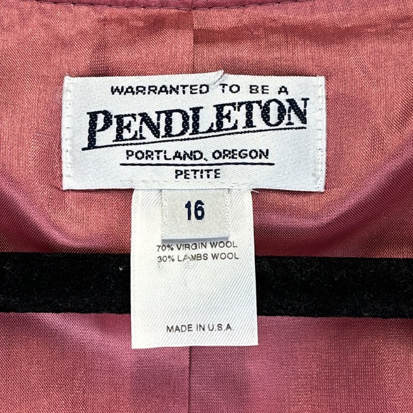 PENDLETON Vintage Pink Plaid Virgin Wool Cropped Blazer Jacket Size 16 - Picture 5 of 5